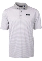 Cutter and Buck Seattle Seahawks Mens Grey Virtue Eco Pique Micro Stripe Short Sleeve Polo