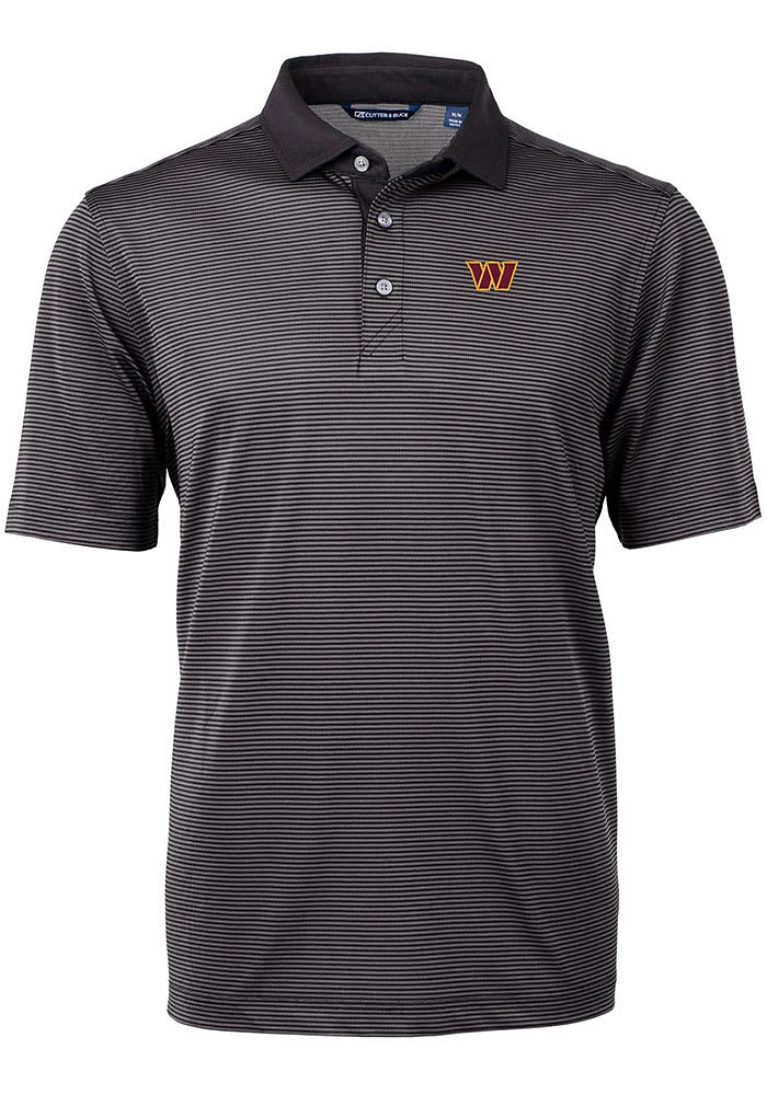 Cutter and Buck Washington Commanders Mens Virtue Eco Pique Micro Stripe Short Sleeve Polo
