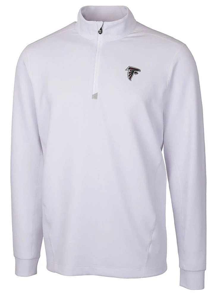Cutter and Buck Atlanta Falcons Mens White Traverse Long Sleeve Qtr Zip Pullover