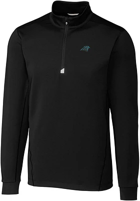 Cutter and Buck Carolina Panthers Mens Traverse Long Sleeve Qtr Zip Pullover