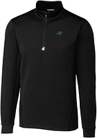 Cutter and Buck Carolina Panthers Mens Traverse Long Sleeve Qtr Zip Pullover