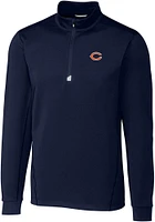Cutter and Buck Chicago Bears Mens Navy Blue Traverse Long Sleeve Qtr Zip Pullover