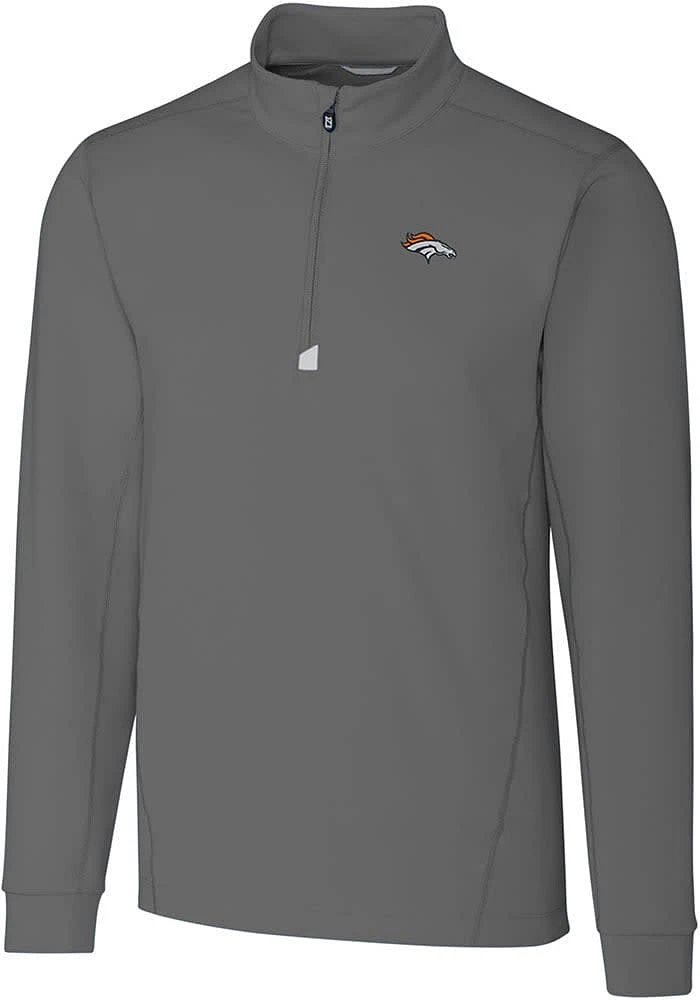 Cutter and Buck Denver Broncos Mens Traverse Long Sleeve Qtr Zip Pullover