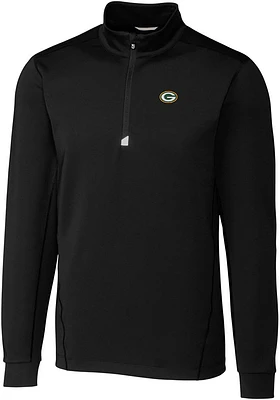 Cutter and Buck Green Bay Packers Mens Traverse Long Sleeve Qtr Zip Pullover