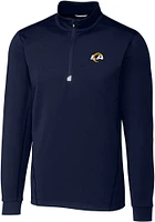 Cutter and Buck Los Angeles Rams Mens Navy Blue Traverse Long Sleeve Qtr Zip Pullover