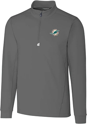 Cutter and Buck Miami Dolphins Mens Traverse Long Sleeve Qtr Zip Pullover