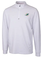 Cutter and Buck Miami Dolphins Mens White Traverse Long Sleeve Qtr Zip Pullover