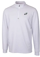 Cutter and Buck Philadelphia Eagles Mens White Traverse Long Sleeve Qtr Zip Pullover