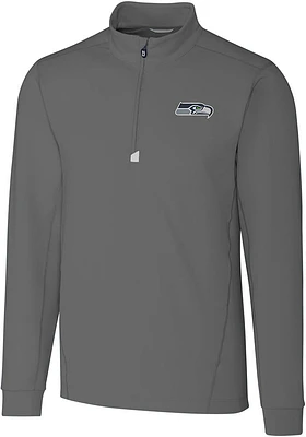 Cutter and Buck Seattle Seahawks Mens Traverse Long Sleeve Qtr Zip Pullover
