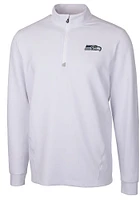 Cutter and Buck Seattle Seahawks Mens White Traverse Long Sleeve Qtr Zip Pullover