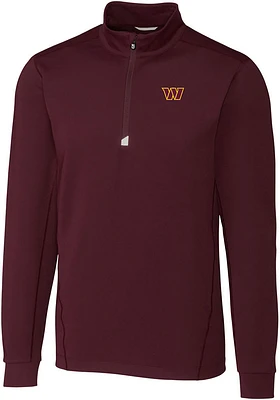 Cutter and Buck Washington Commanders Mens Maroon Traverse Long Sleeve Qtr Zip Pullover