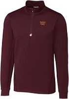 Cutter and Buck Washington Commanders Mens Maroon Traverse Long Sleeve Qtr Zip Pullover