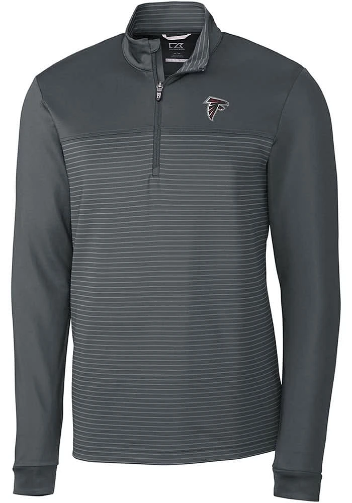 Cutter and Buck Atlanta Falcons Mens Traverse Stripe Long Sleeve Qtr Zip Pullover