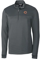 Cutter and Buck Chicago Bears Mens Grey Traverse Stripe Long Sleeve Qtr Zip Pullover