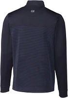 Cutter and Buck Denver Broncos Mens Navy Blue Traverse Stripe Long Sleeve Qtr Zip Pullover