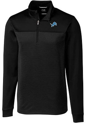 Cutter and Buck Detroit Lions Mens Traverse Stripe Long Sleeve Qtr Zip Pullover