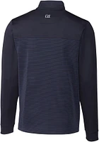 Cutter and Buck Detroit Lions Mens Navy Blue Traverse Stripe Long Sleeve Qtr Zip Pullover