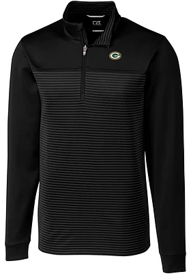 Cutter and Buck Green Bay Packers Mens Traverse Stripe Long Sleeve Qtr Zip Pullover