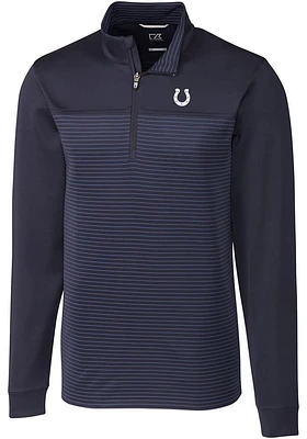 Cutter and Buck Indianapolis Colts Mens Navy Blue Traverse Stripe Long Sleeve Qtr Zip Pullover