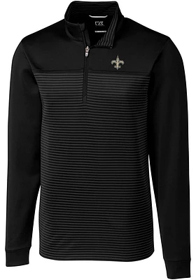 Cutter and Buck New Orleans Saints Mens Traverse Stripe Long Sleeve Qtr Zip Pullover