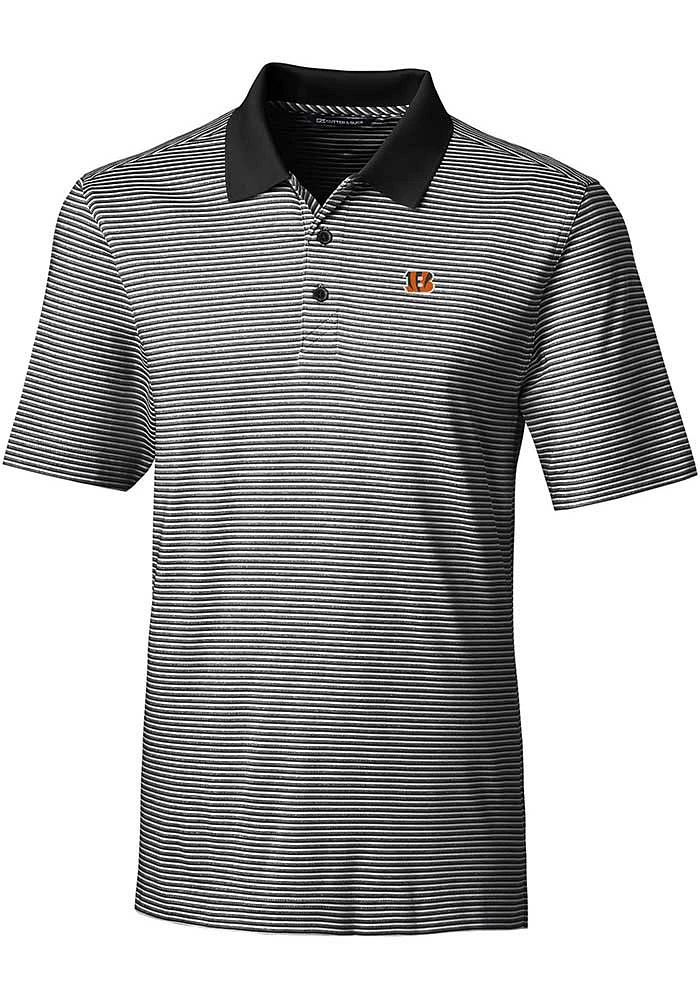 Cutter and Buck Cincinnati Bengals Mens Forge Tonal Stripe Short Sleeve Polo