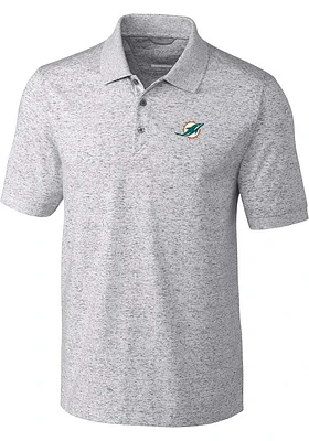 Cutter and Buck Miami Dolphins Mens Grey Advantage Space Dye Short Sleeve Polo