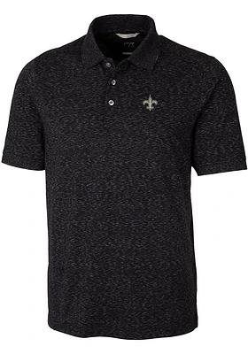 Cutter and Buck New Orleans Saints Mens Black Advantage Space Dye Design Short Sleeve Polo