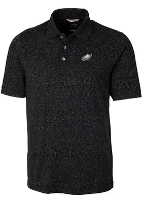 Cutter and Buck Philadelphia Eagles Mens Black Advantage Space Dye Style Short Sleeve Polo