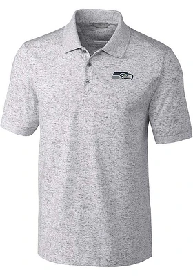 Cutter and Buck Seattle Seahawks Mens Grey Advantage Space Dye Short Sleeve Polo