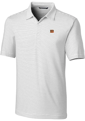 Cutter and Buck Cincinnati Bengals Mens Forge Pencil Stripe Short Sleeve Polo