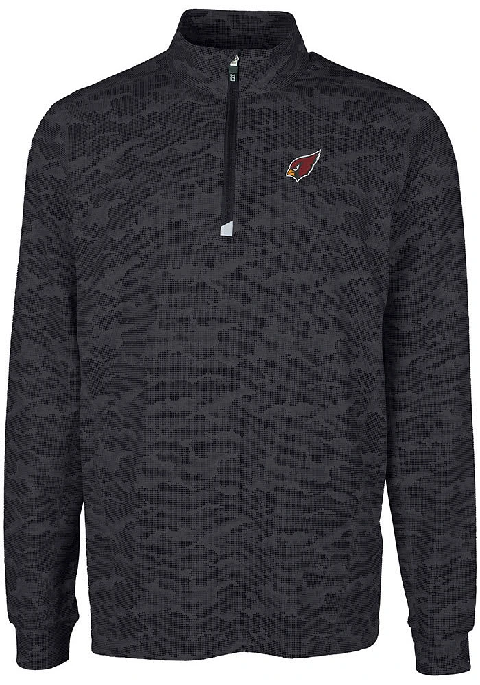 Cutter and Buck Arizona Cardinals Mens Black Traverse Camo Long Sleeve Qtr Zip Pullover