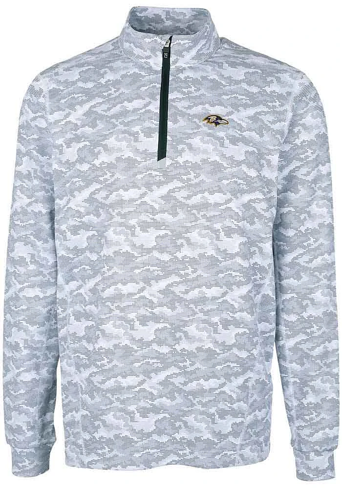 Cutter and Buck Baltimore Ravens Mens Charcoal Traverse Camo Long Sleeve Qtr Zip Pullover