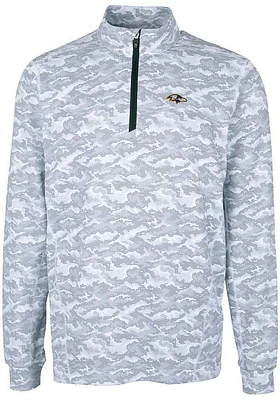 Cutter and Buck Baltimore Ravens Mens Charcoal Traverse Camo Long Sleeve Qtr Zip Pullover