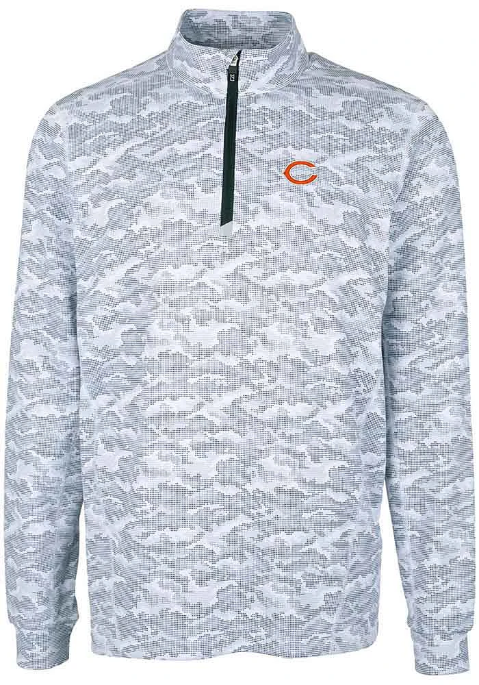 Cutter and Buck Chicago Bears Mens Charcoal Traverse Camo Long Sleeve Qtr Zip Pullover