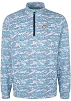 Cutter and Buck Chicago Bears Mens Blue Traverse Camo Long Sleeve Qtr Zip Pullover