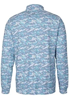 Cutter and Buck Chicago Bears Mens Blue Traverse Camo Long Sleeve Qtr Zip Pullover
