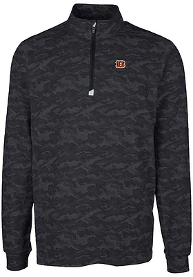 Cutter and Buck Cincinnati Bengals Mens Black Traverse Camo Long Sleeve 1/4 Zip Pullover