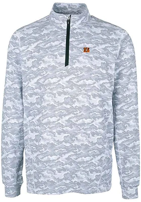 Cutter and Buck Cincinnati Bengals Mens Charcoal Traverse Camo Long Sleeve 1/4 Zip Pullover