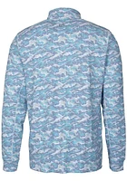 Cutter and Buck Denver Broncos Mens Blue Traverse Camo Long Sleeve Qtr Zip Pullover