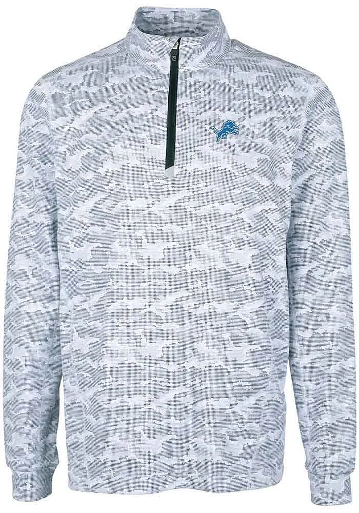 Cutter and Buck Detroit Lions Mens Charcoal Traverse Camo Long Sleeve Qtr Zip Pullover