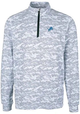 Cutter and Buck Detroit Lions Mens Charcoal Traverse Camo Long Sleeve Qtr Zip Pullover