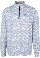 Cutter and Buck Detroit Lions Mens Charcoal Traverse Camo Long Sleeve Qtr Zip Pullover