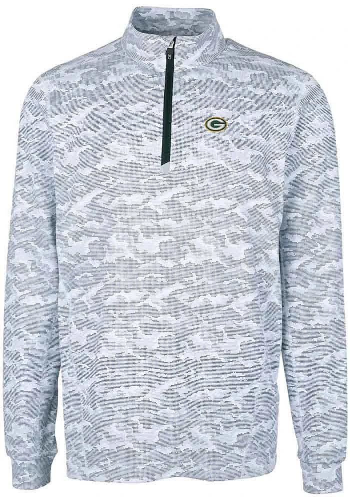 Cutter and Buck Green Bay Packers Mens Charcoal Traverse Camo Long Sleeve Qtr Zip Pullover