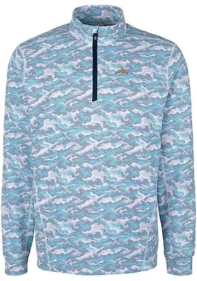 Cutter and Buck Los Angeles Chargers Mens Blue Traverse Camo Long Sleeve Qtr Zip Pullover