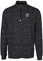 Cutter and Buck Las Vegas Raiders Mens Black Traverse Camo Long Sleeve Qtr Zip Pullover