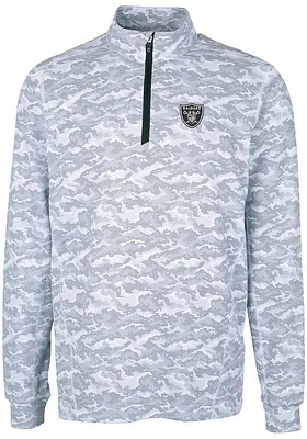 Cutter and Buck Las Vegas Raiders Mens Charcoal Traverse Camo Long Sleeve Qtr Zip Pullover