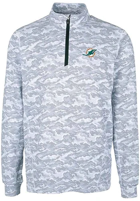 Cutter and Buck Miami Dolphins Mens Charcoal Traverse Camo Long Sleeve Qtr Zip Pullover