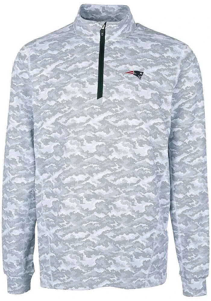 Cutter and Buck New England Patriots Mens Charcoal Traverse Camo Long Sleeve Qtr Zip Pullover