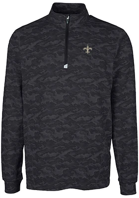 Cutter and Buck New Orleans Saints Mens Black Traverse Camo Long Sleeve Qtr Zip Pullover