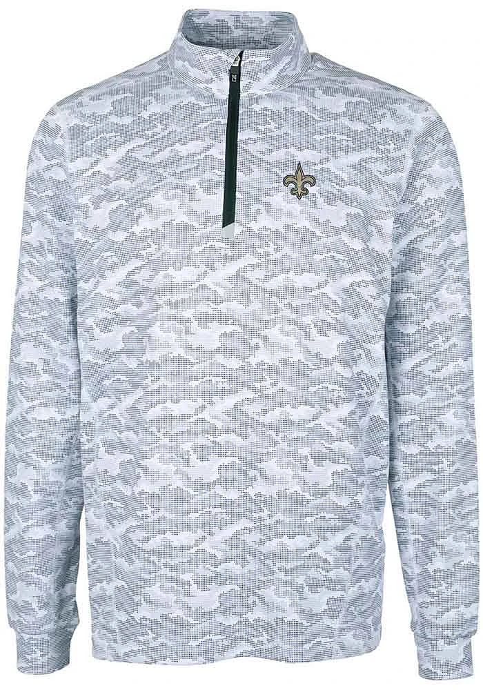 Cutter and Buck New Orleans Saints Mens Charcoal Traverse Camo Long Sleeve Qtr Zip Pullover